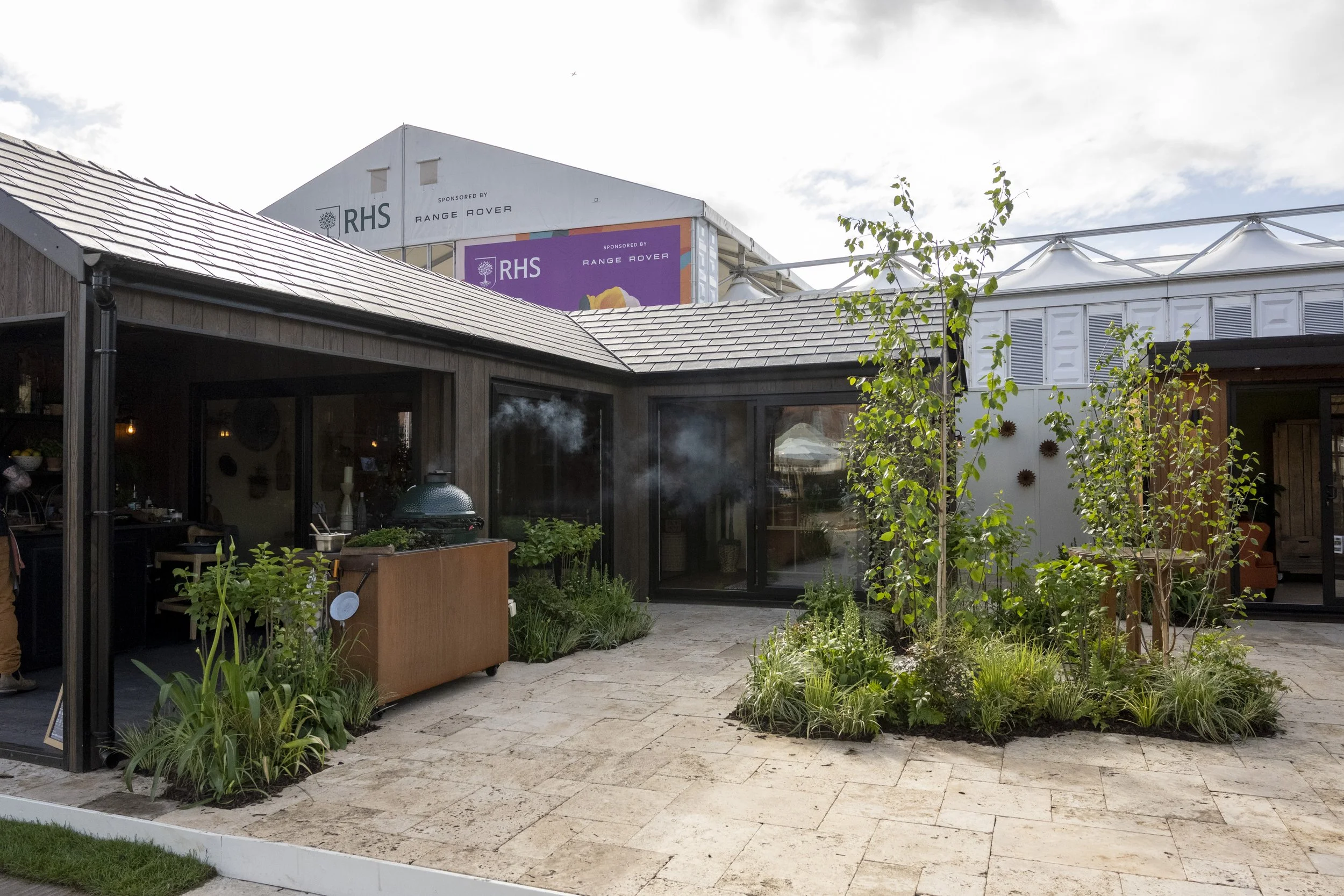 Malvern Garden Buildings Trade Stand at RHS Chelsea Flower Show 2026 - Planting designed and installed by James Whiting and Plants By There - 5 Star Medal