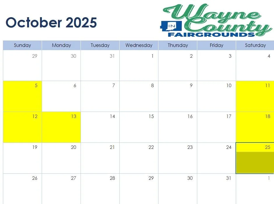 Take a look at what's coming to the Wayne County Fairgrounds this month! 👇
 🏇October 5: Wayne County Mounted Patrol Training clinic (Horse Arena)
🚶&zwj;♂️ October 11: American Foundation for Suicide Prevention (Exhibit Building)
👭👬 October 11: C