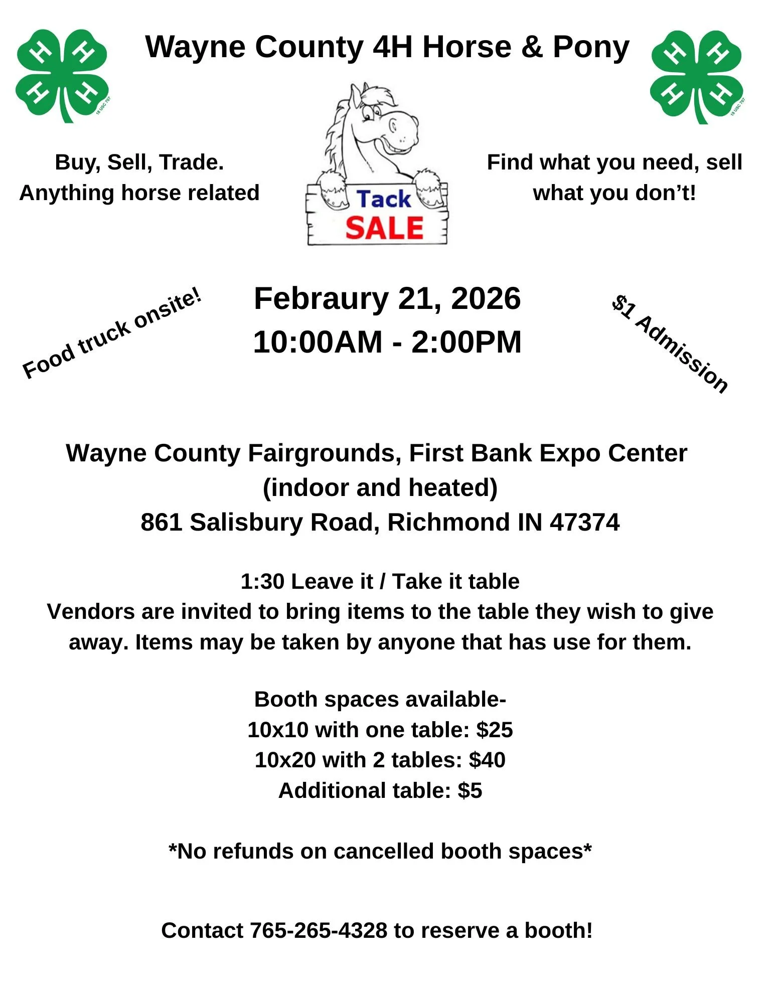 WAYNE COUNTY 4-H HORSE &amp; PONY TACK SALE