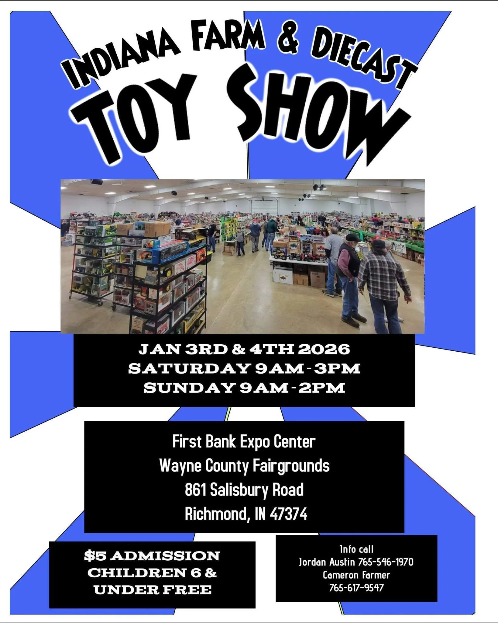 🚜Saturday January 3rd and Sunday January 4th 2026.

👀Come see one of the largest Farm and Diecast Toy Shows in the Midwest.

🌎Vendors from Indiana, Ohio, Illinois, Kentucky will be on hand selling new, old, and used farm toys and related merchandi