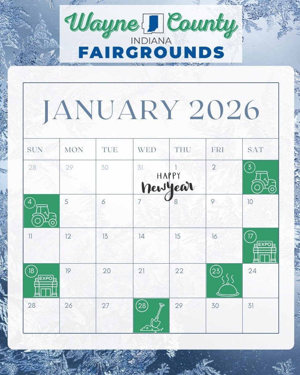 Happy New Year! 🎉 We hope you have enjoyed a safe, restful holiday surrounded by family and friends. We look forward to another fun-filled year at the Wayne County Fairgrounds and are kicking it off with an engaging lineup of events!

Here&rsquo;s w