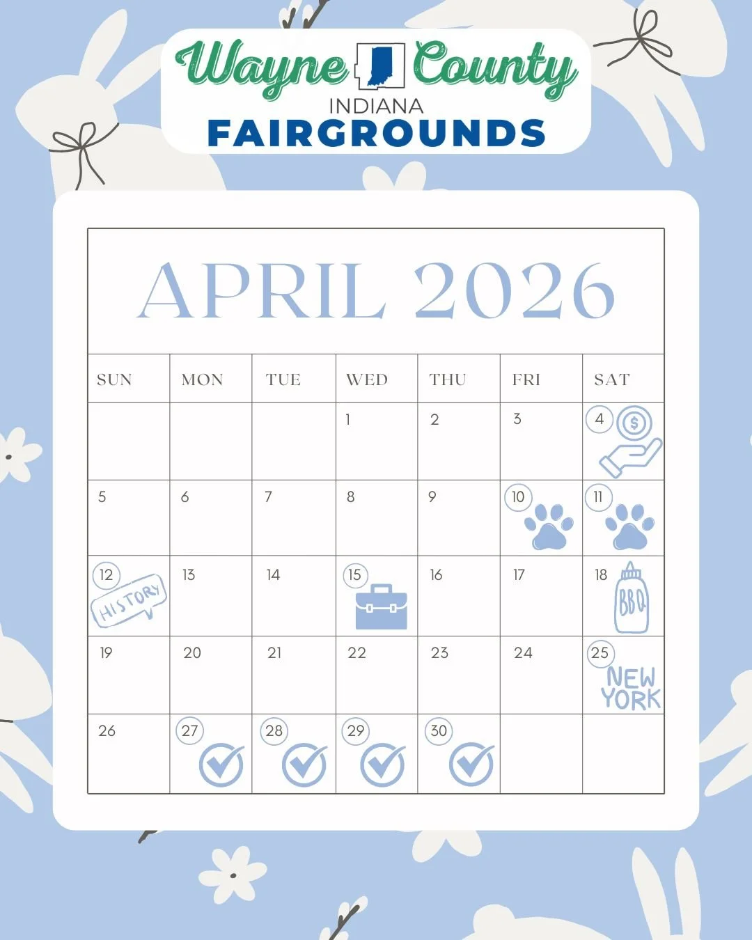 ☔Don't let April showers keep you away - there's too much happening at the Wayne County Fairgrounds to stay home! 
📲Remember, you can find more information on each event at: https://waynecountyfairgrounds.org/upcoming-events

💰April 4th: Richmond C