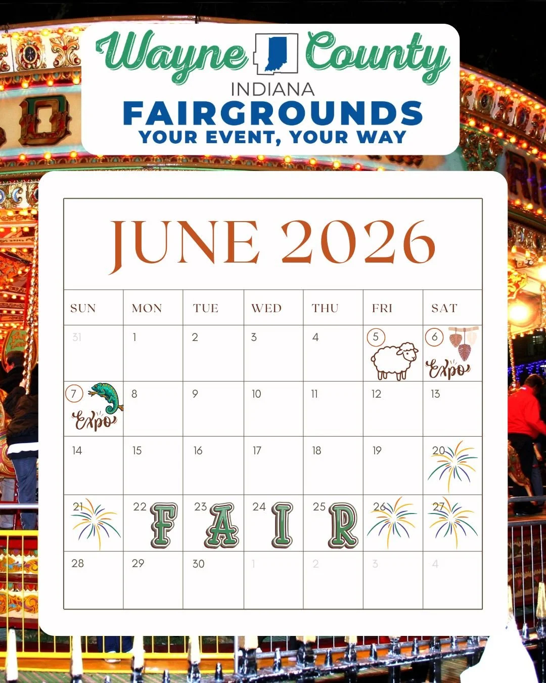 🎡It's June and that means it's county fair time! But first we have 3 awesome events coming up this weekend and then it's fair time! Check it out ⬇

🐑June 5th - 7th: "The Classic" sheep show hosted by the American Southdown Breeders Associ
