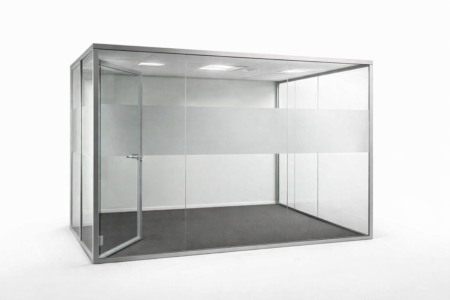 Glassfelt til kontorskillevegg - 10 mm laminert sikkerhetsglass