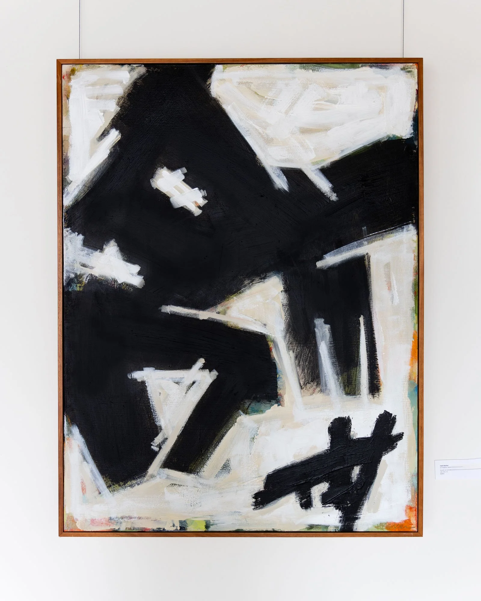 Heidi Becker Sir William contemporary abstract painting with bold black and white geometric forms, expressive brushwork, and layered texture.