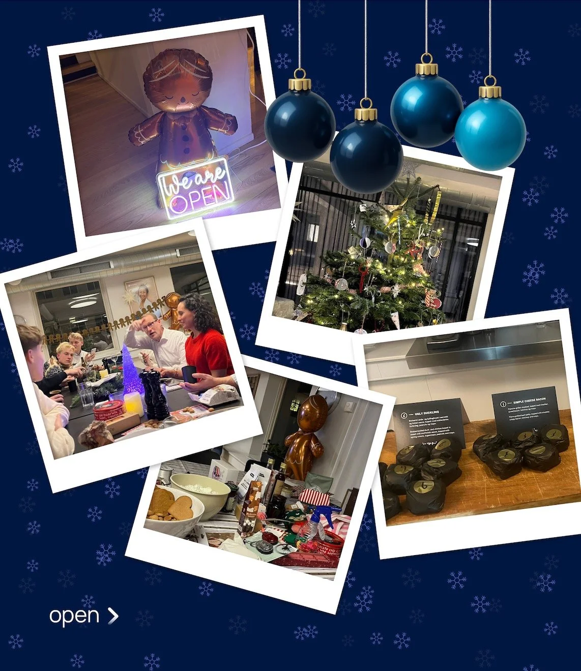 A little recap from our Open Family Christmas get-together in Copenhagen ✨
 
A fun family gathering filled with laughter, Christmas snacks galore, and a very passionate game of pakkeleg. Add to that a secret visit from Open&rsquo;s nisse with Christm