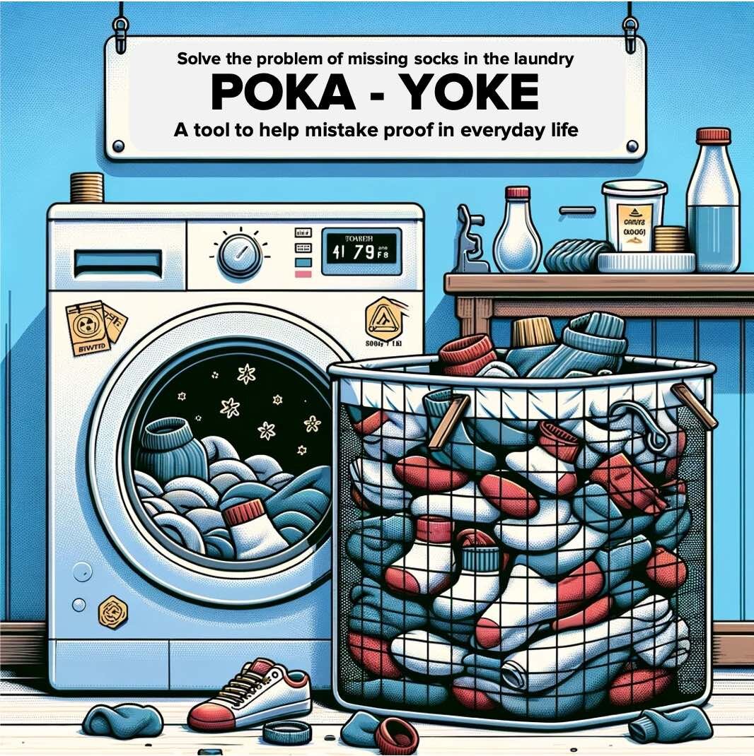 BEINGLEAN TIP: Missing Socks in Laundry? Use mesh bags for small items. This is 'Poka-Yoke', a lean error-proofing method. It prevents the common problem of lost items, adding efficiency to laundry day. How else can you use the Poka-Yoke tool in ever