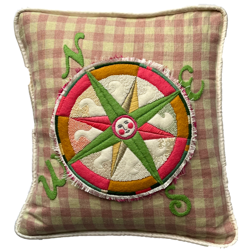 Compass and check cushion