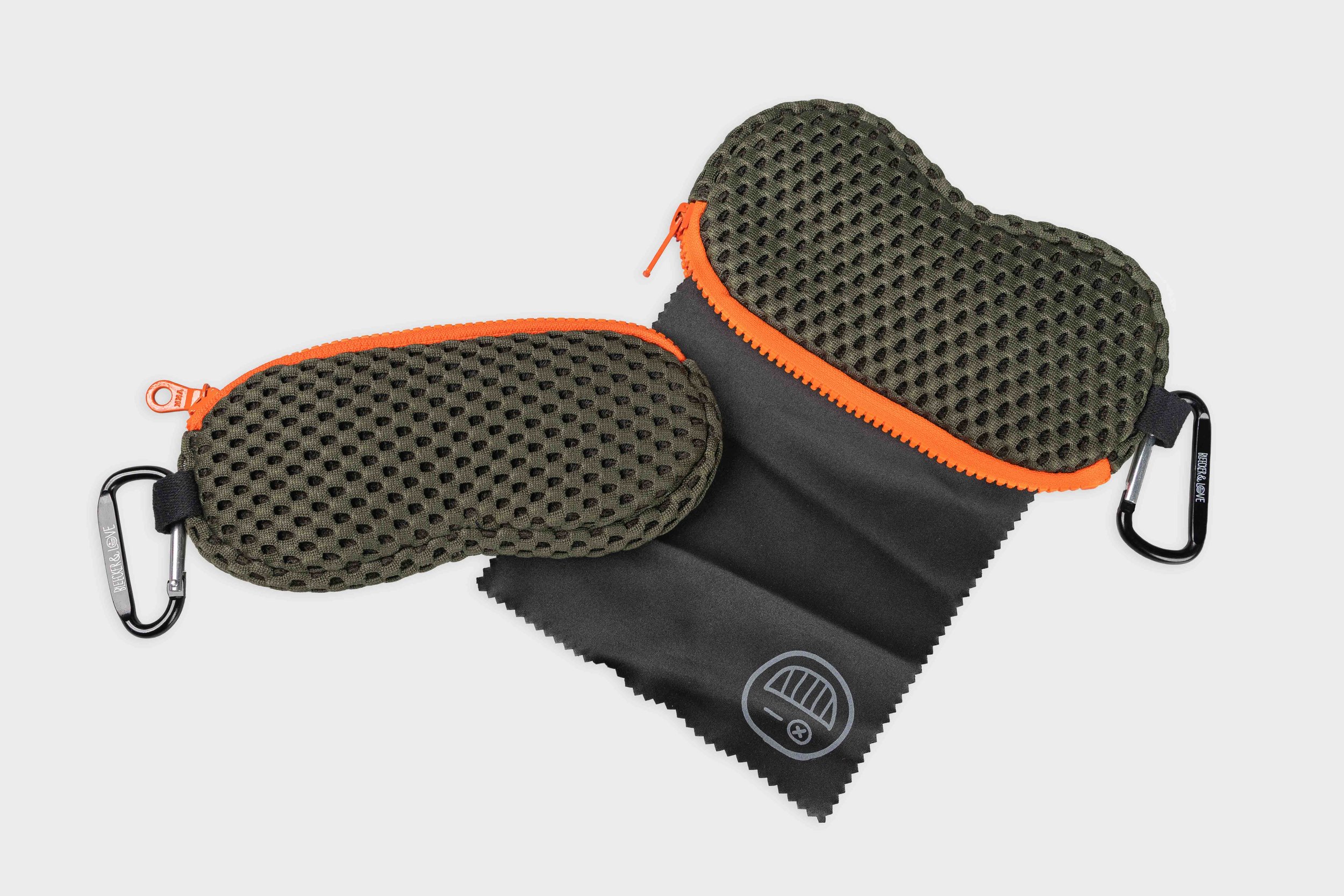 SHAKA KHAKI SUNNIES SLEEVE with neon orange zipper