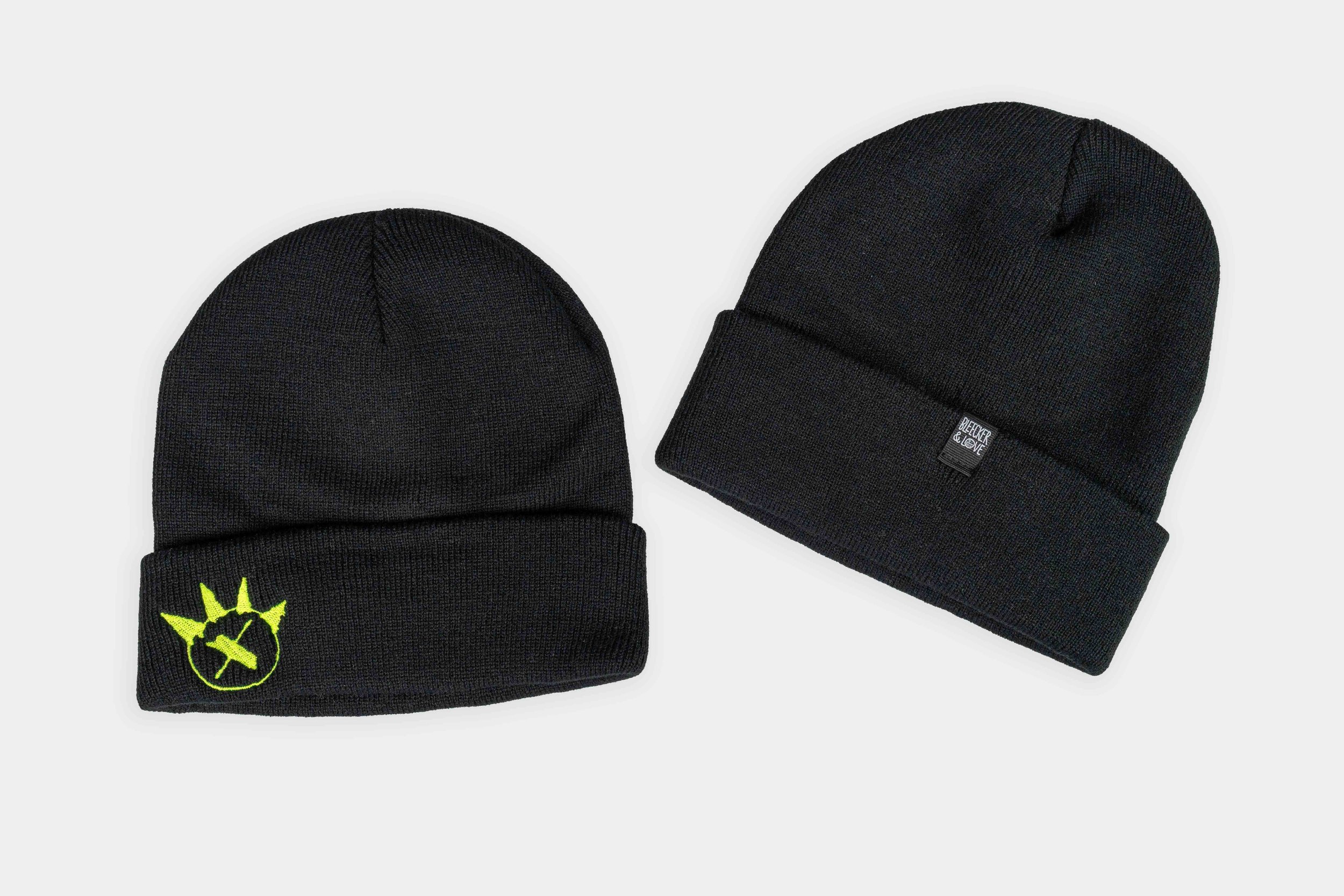 BLEECKER AND LOVE X UNKNOWN TERRITORY LOGO BEANIE IN BLACK