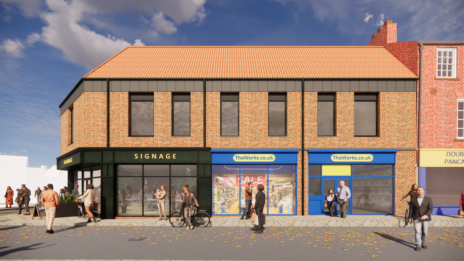 Church Street and Swinegate, by brown + company architects. Commercial and retail redevelopment of an existing 1970's block in the heart of York's commercial conservation area. Church Street elevation
