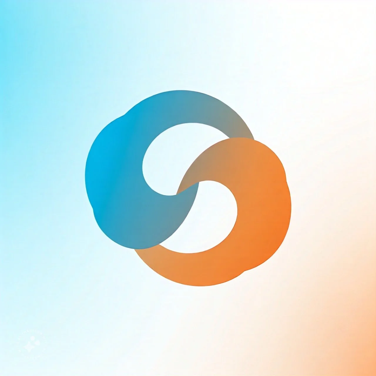 A graphic showing two interlocking circles, one blue and one orange, symbolizing connection or integration.