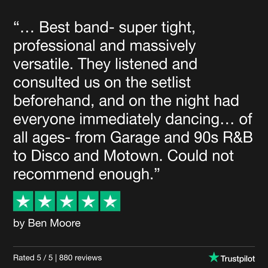 Thanks Ben 🤩

Review via @functioncentral's Trustpilot. 

#weddingband #partyband #trustpilotreviews