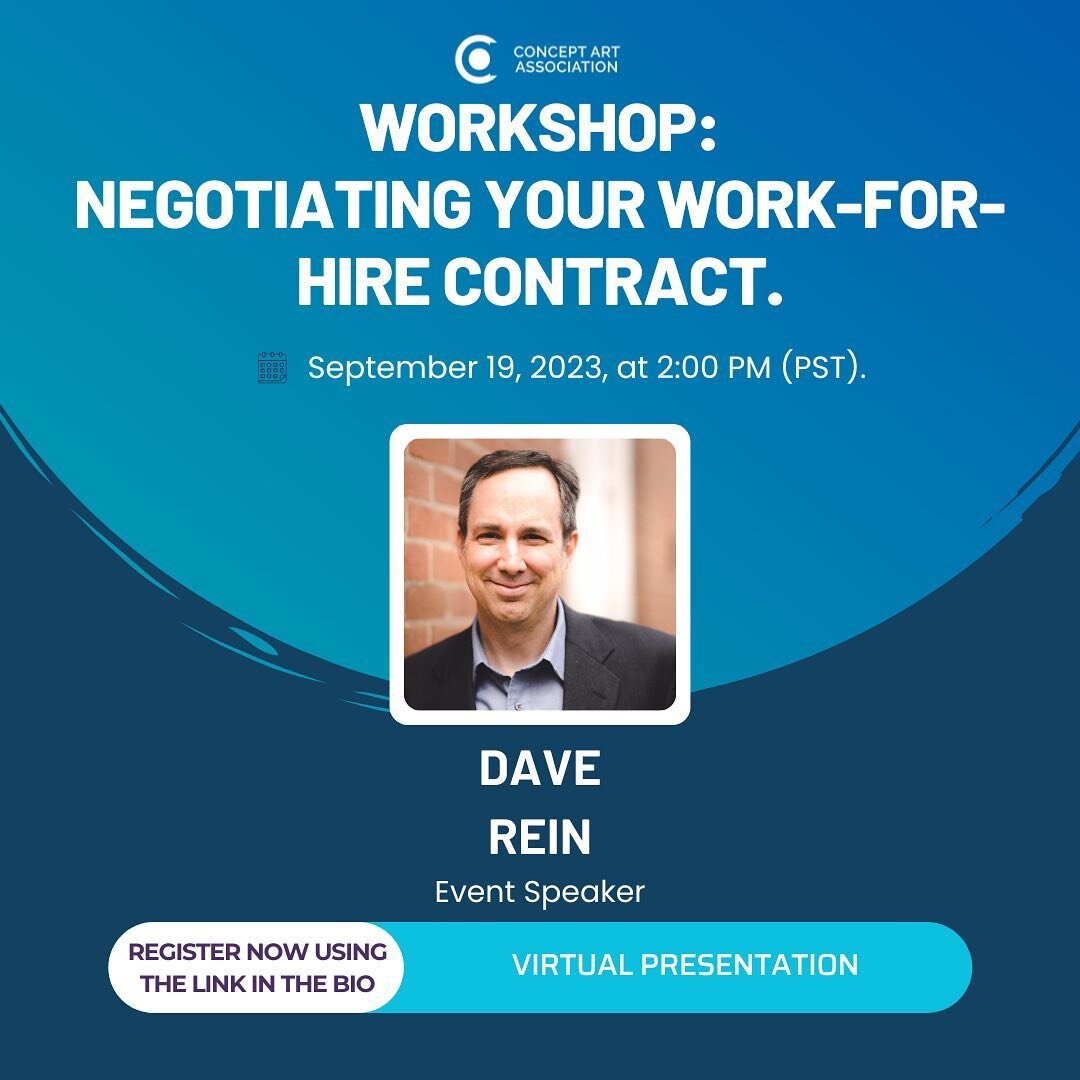 Part two! Our second workshop covers the soft skills of negotiating your work-for-hire contract to make them protective against generative AI. This virtual workshop is an excellent opportunity to practice your negotiating skills. If you enjoy role pl