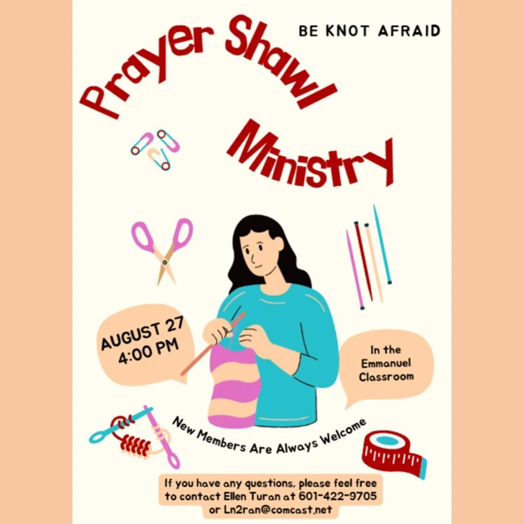Join us tomorrow for our Prayer Shawl Ministry!
New members are always welcomed!!