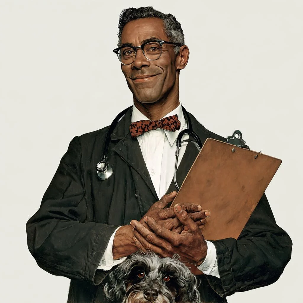 male veterinarian holding a clipboard