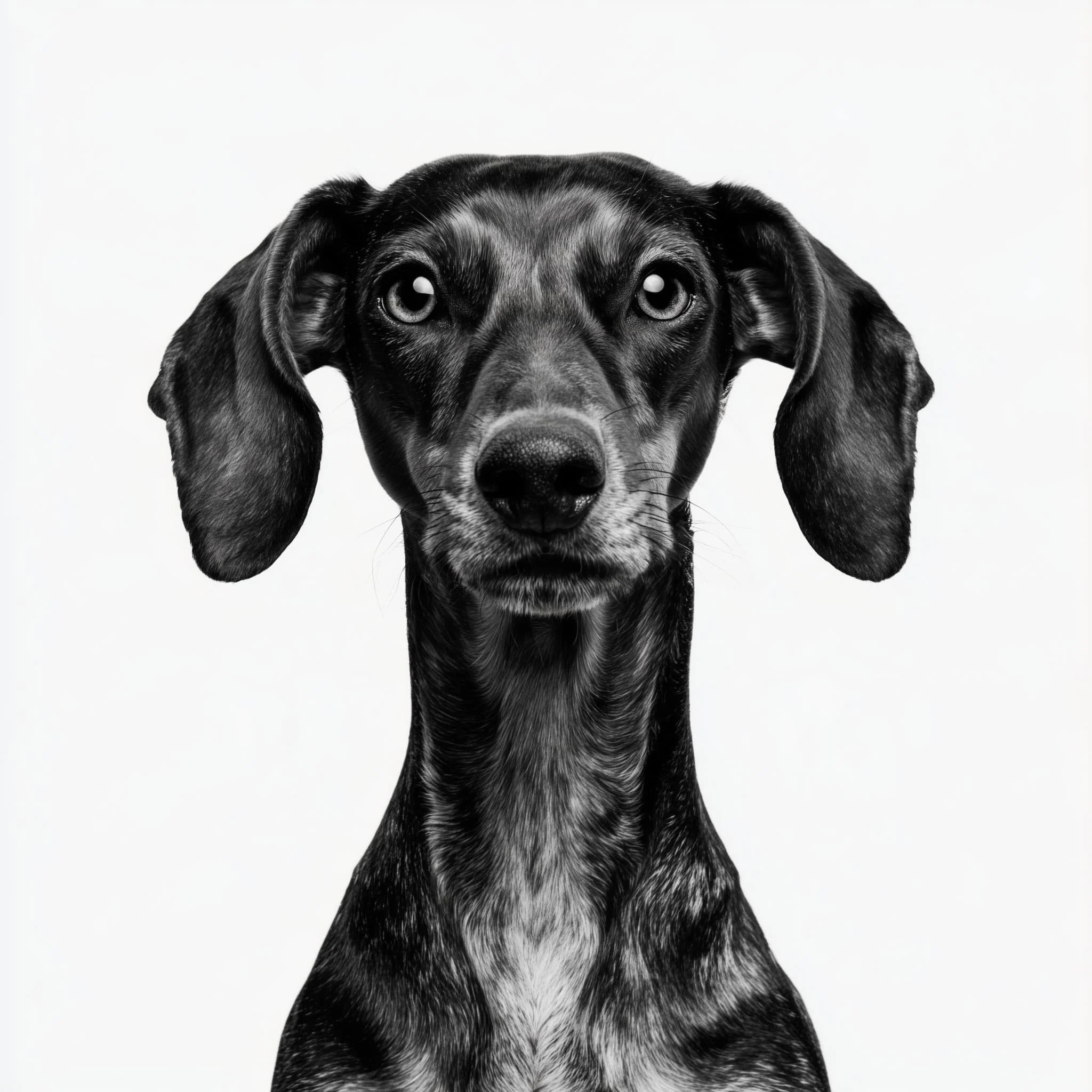 a portrait of a dog on a white background