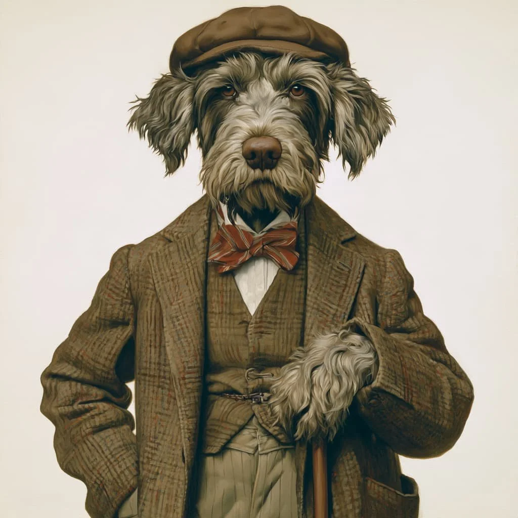old dog with a walking cane