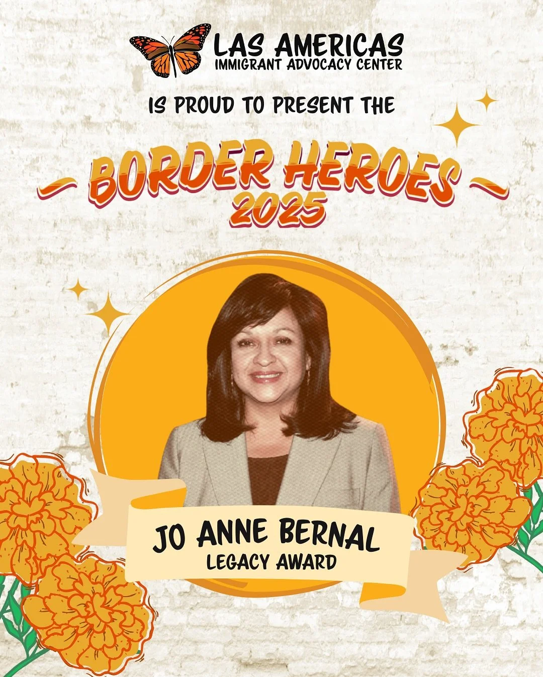 We are proud to celebrate Jo Anne Bernal as the 2025 Border Heroes Legacy Award recipient! 🌟
&nbsp;
As the first woman and first Latina to serve as El Paso County Attorney, Jo Anne has dedicated her life to justice, dignity, and the protection of vu