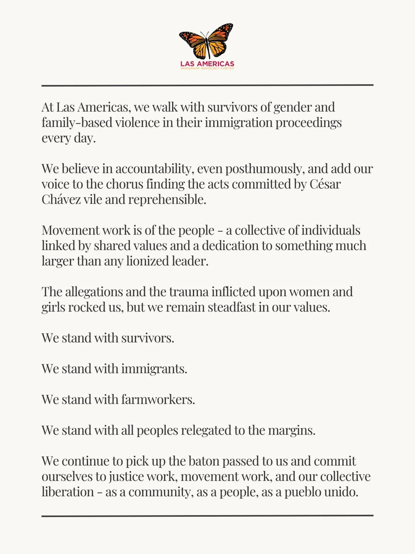 We stand with survivors. Full stop.