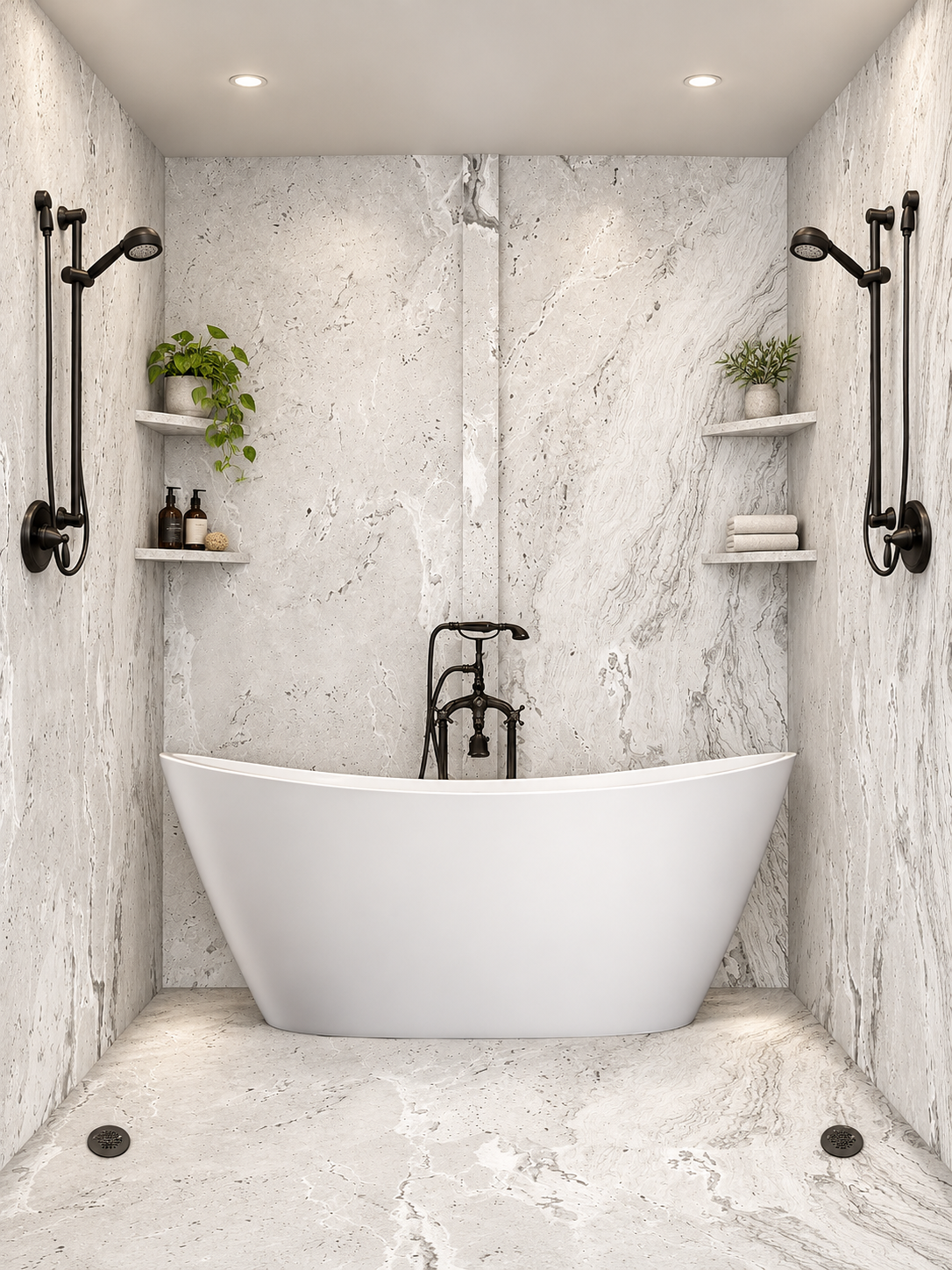 Whitecastle tub and shower wet room rendering