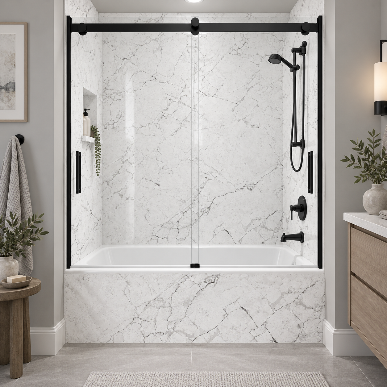 Crema Gray tub surround rendering