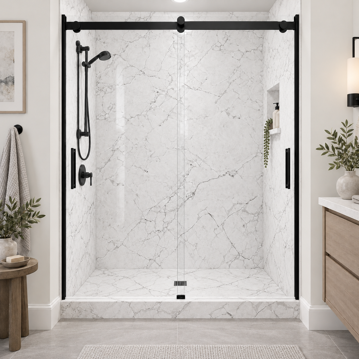 Crema Gray shower rendering