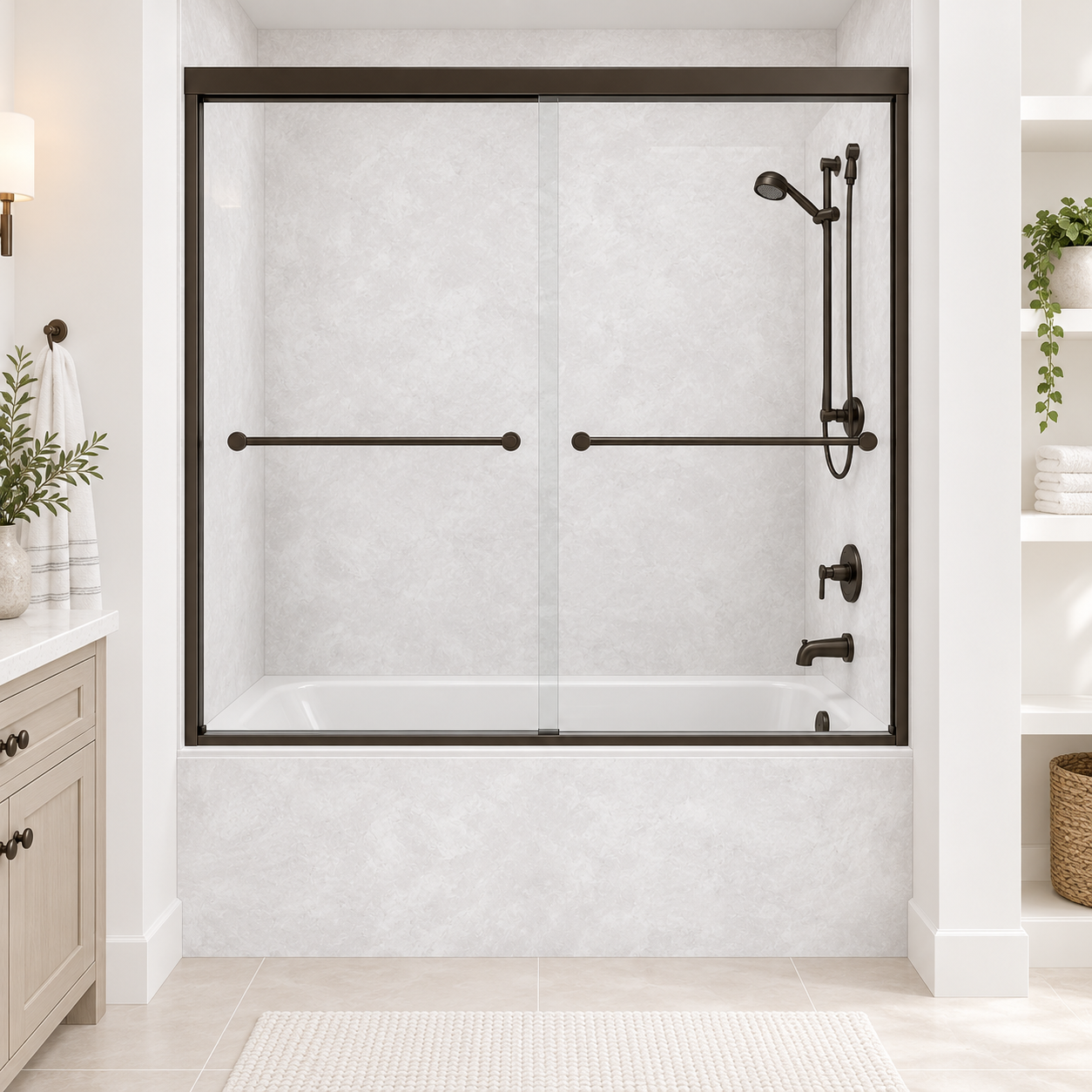 White Concrete tub surround rendering