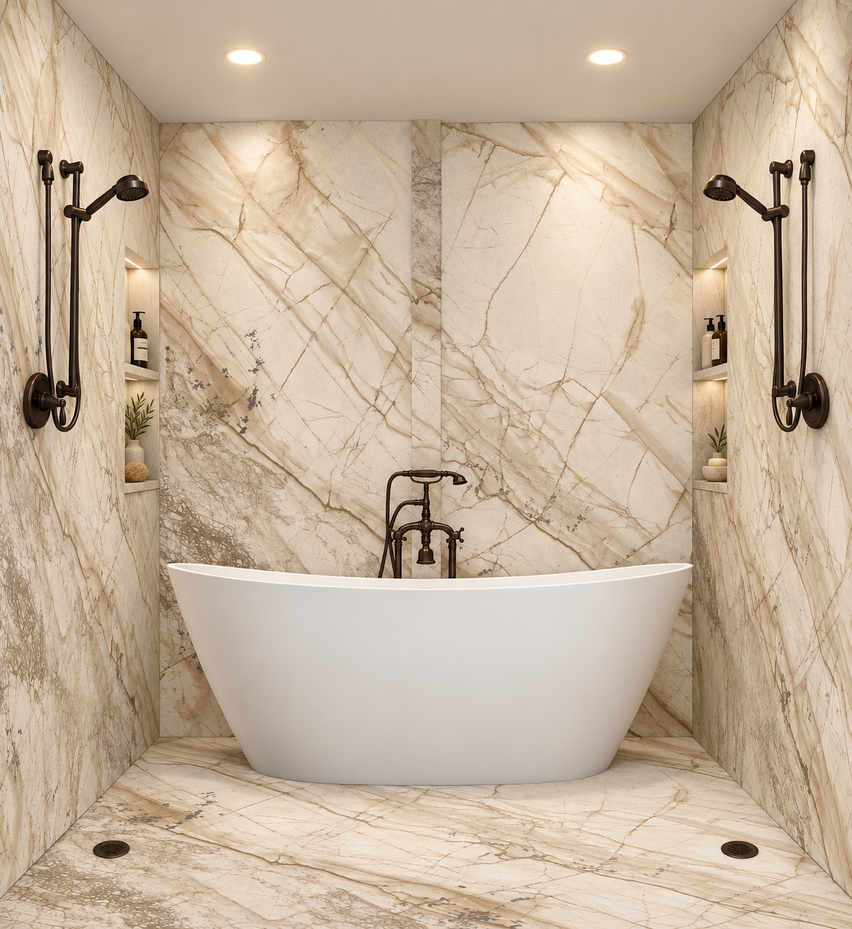 Anasazi Beige tub and shower wet room rendering