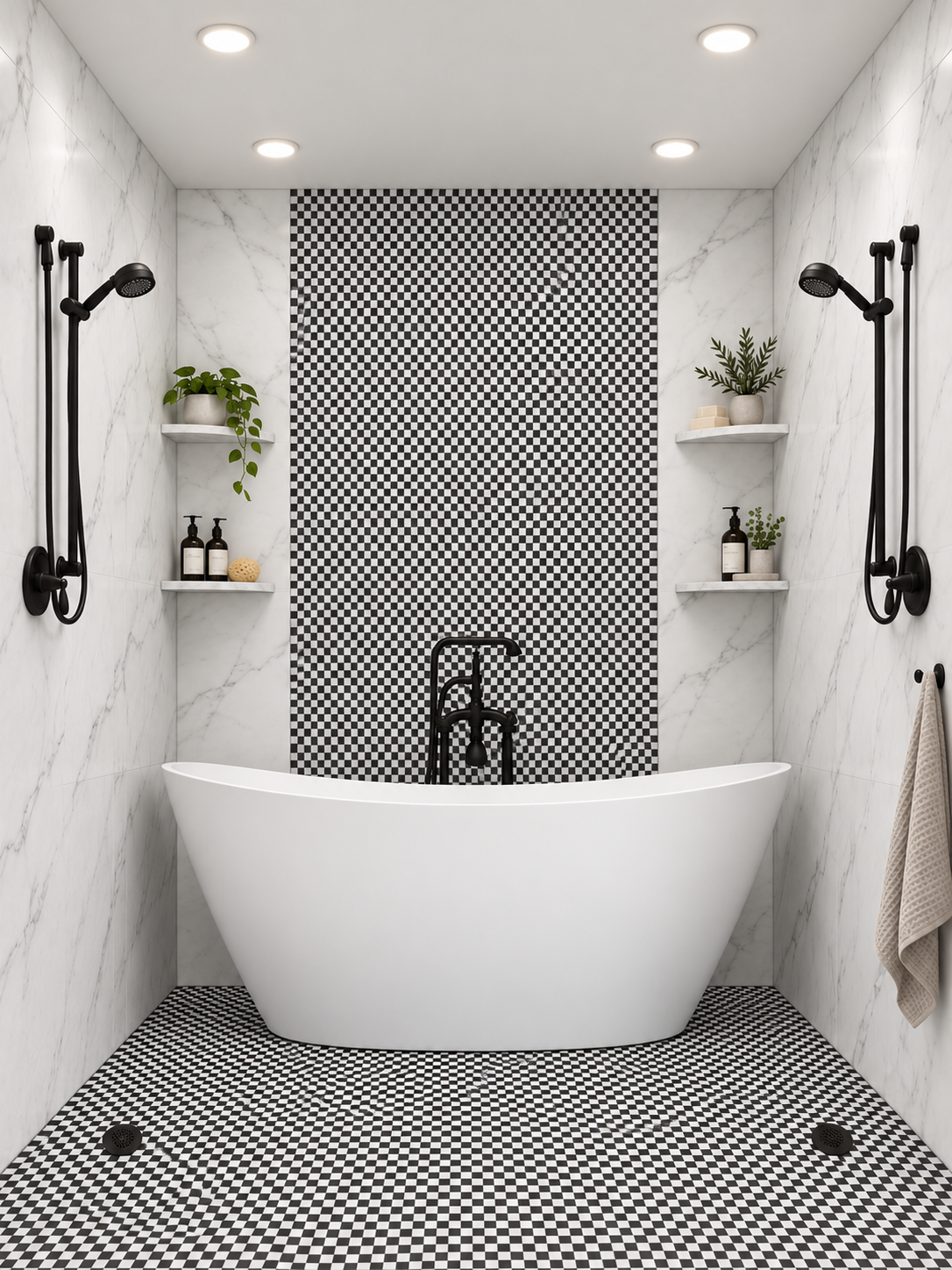 Milano, Milano Nero Checkers accent and floor rendering