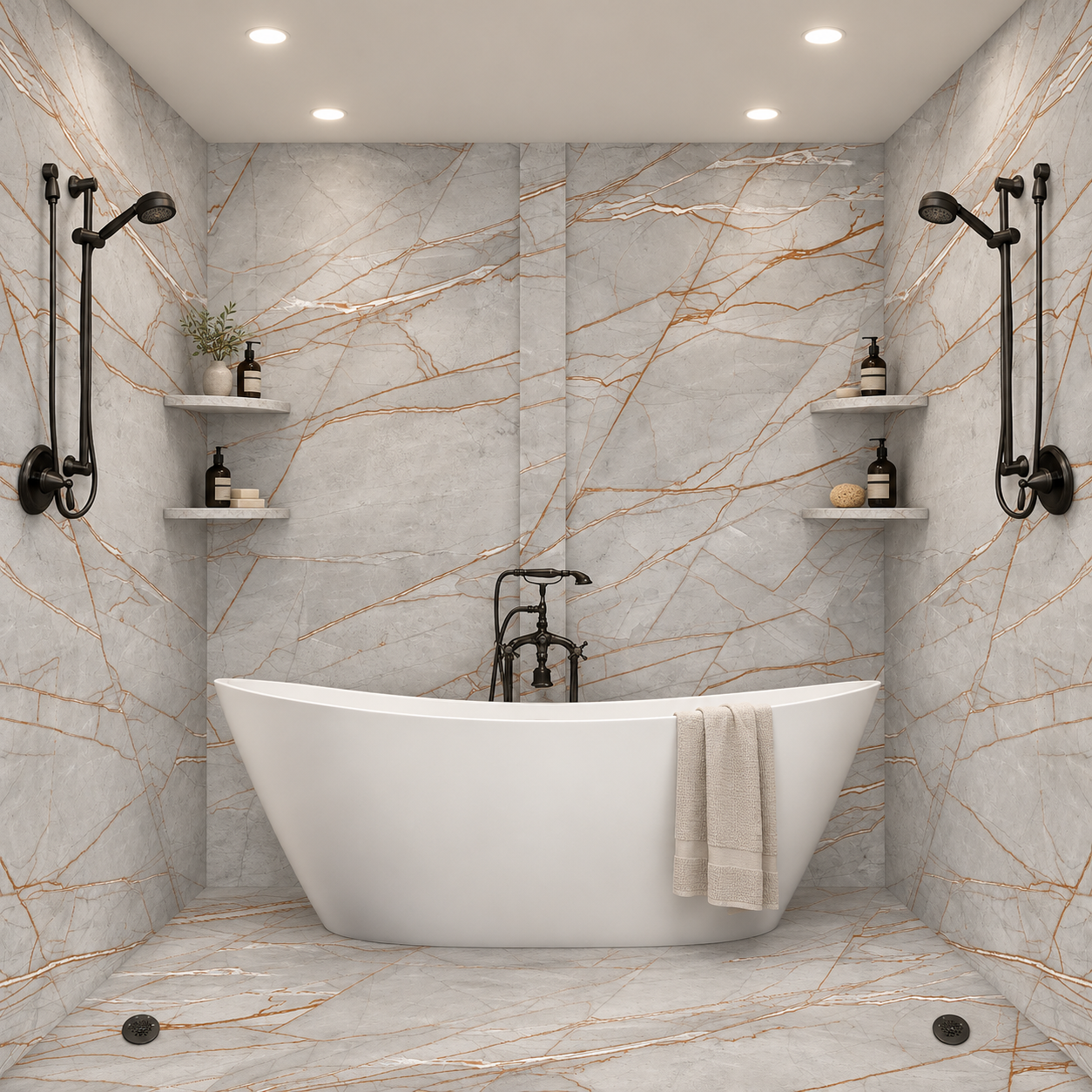 Copper Ridge tub and shower wet room rendering