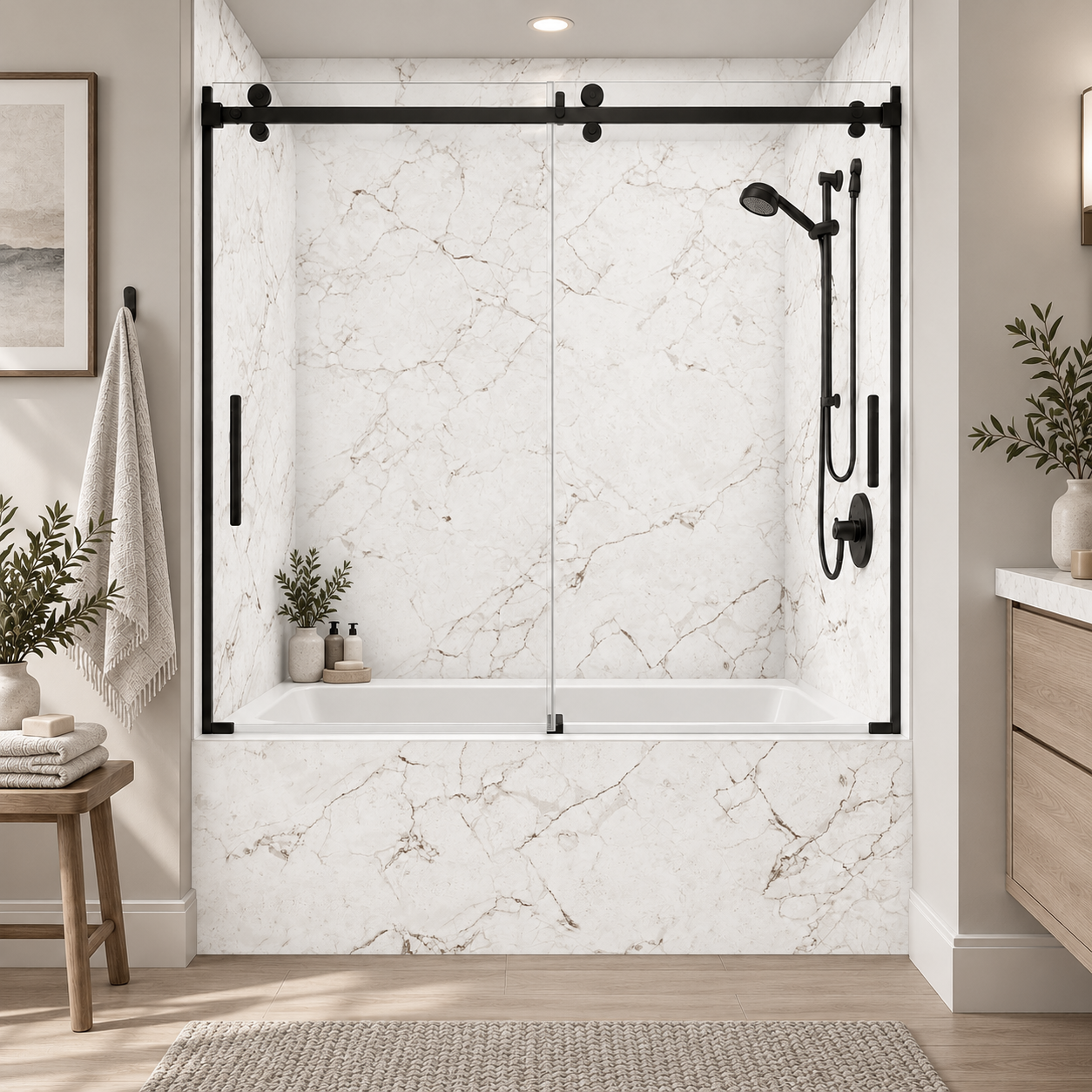 Crema White tub surround rendering