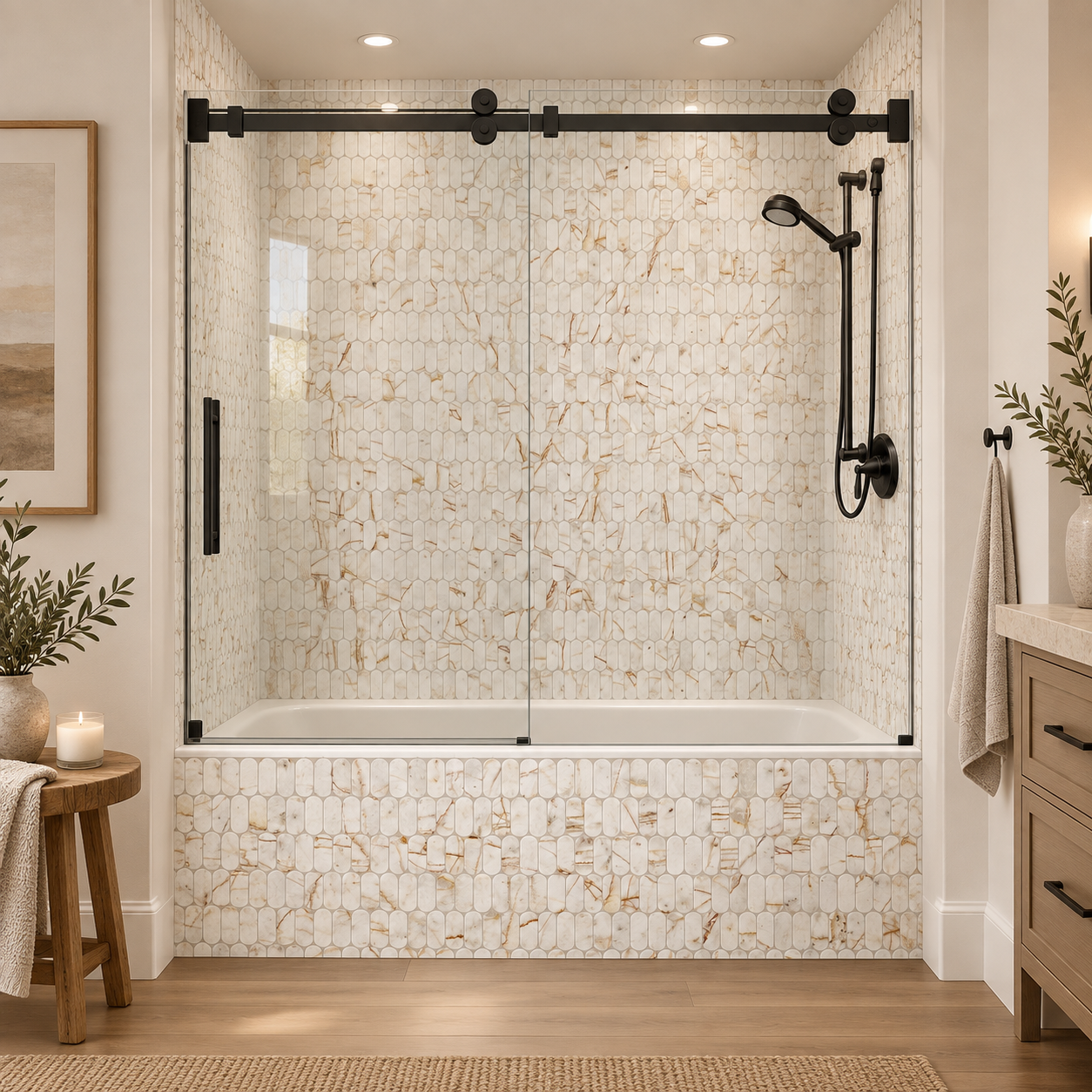 White Crystal MCM tub surround rendering
