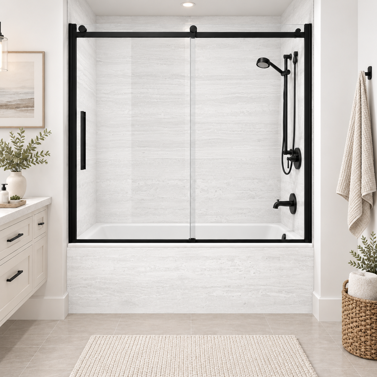 Stratus White tub surround rendering