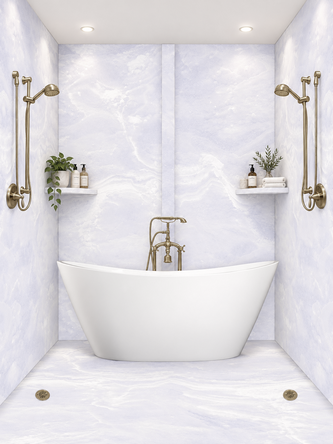 Lilac tub and shower wet room rendering