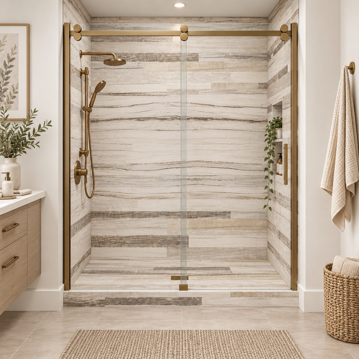 White Barnwood shower rendering