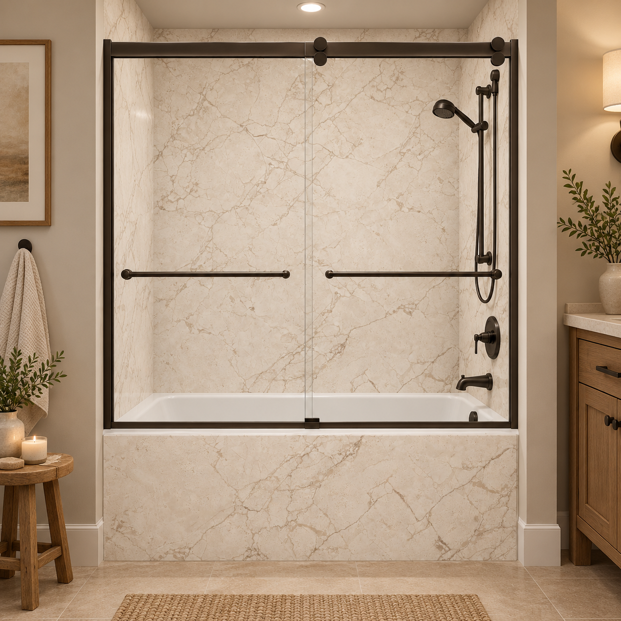 Crema Beige tub surround rendering