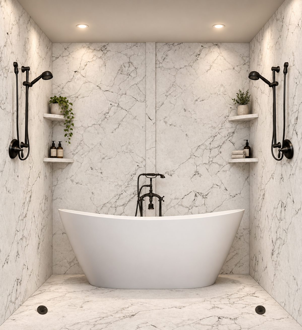 Crema Gray tub and shower wet room rendering