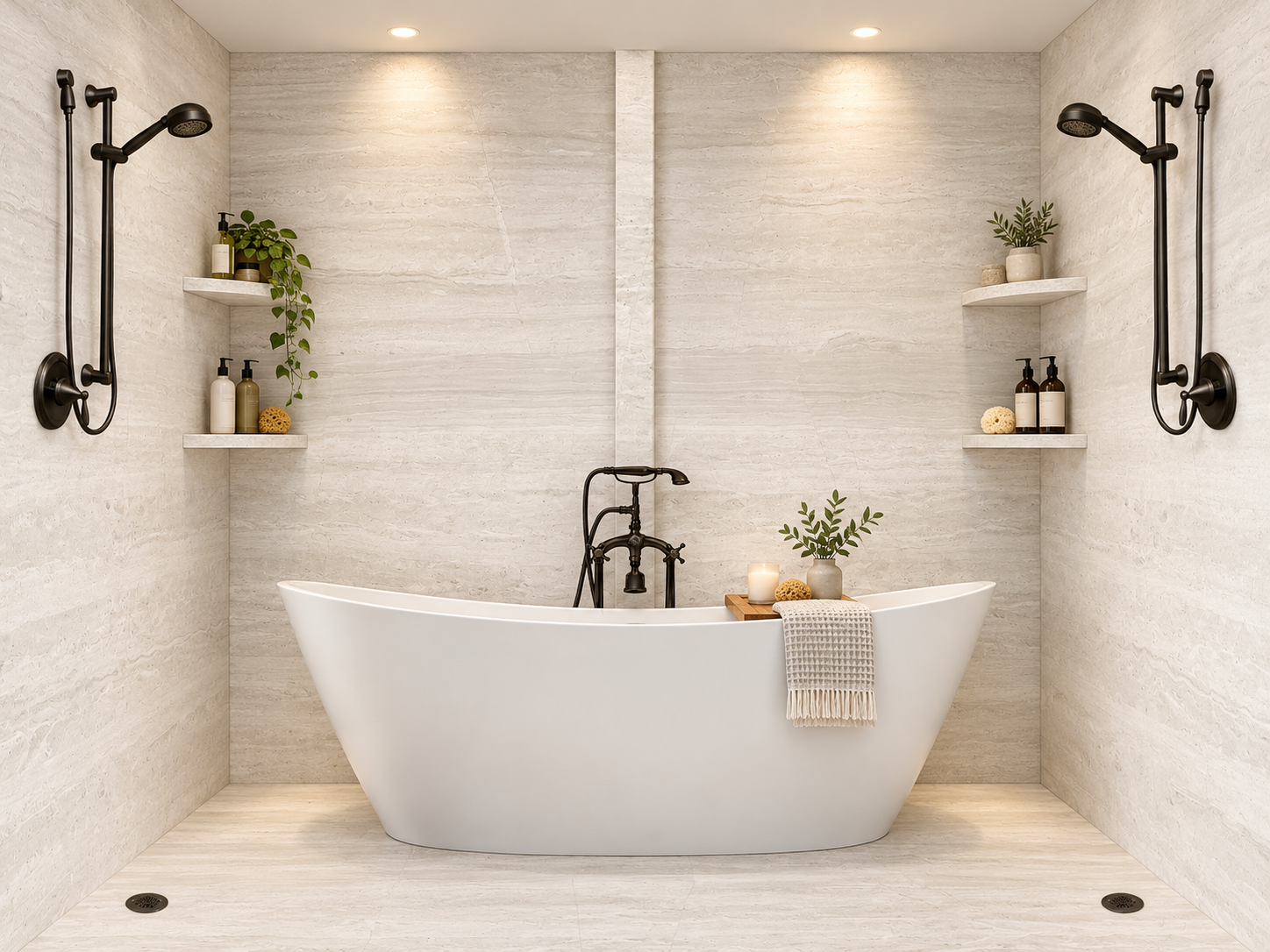 Stratus White tub and shower wet room rendering