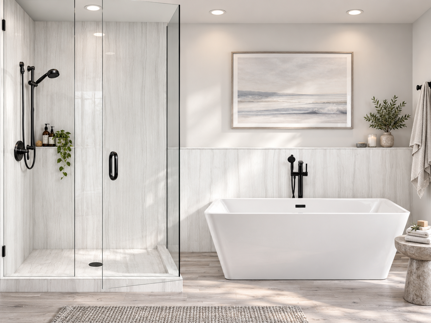 Alps 2 wall Shower Surround with Wainscoting rendering