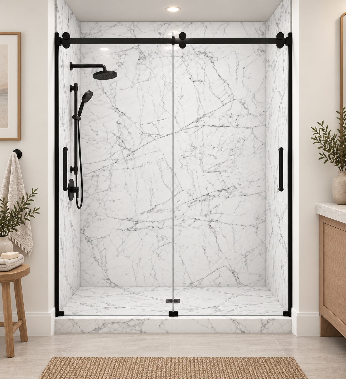 Bianco Carrara shower rendering