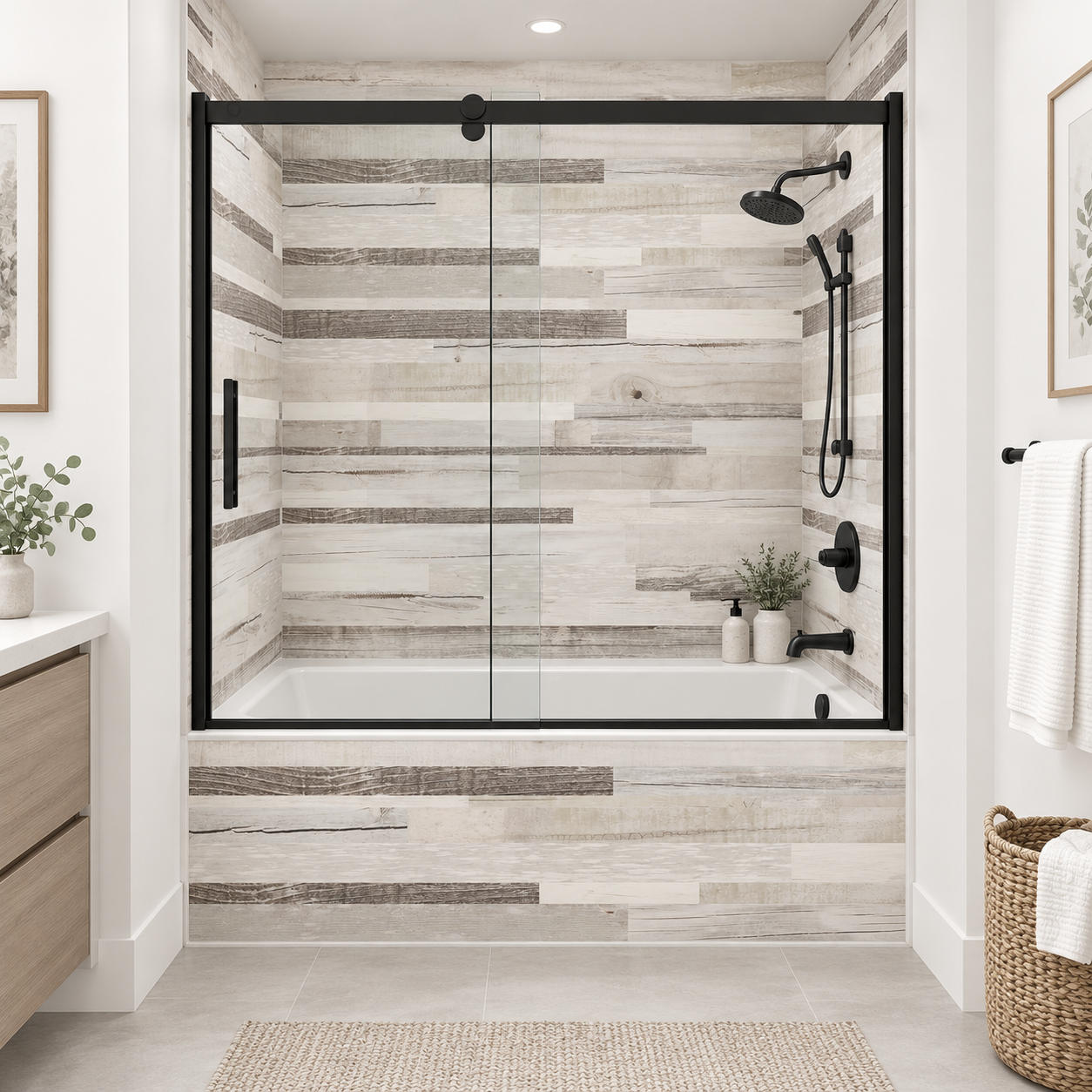 White Barnwood tub surround rendering