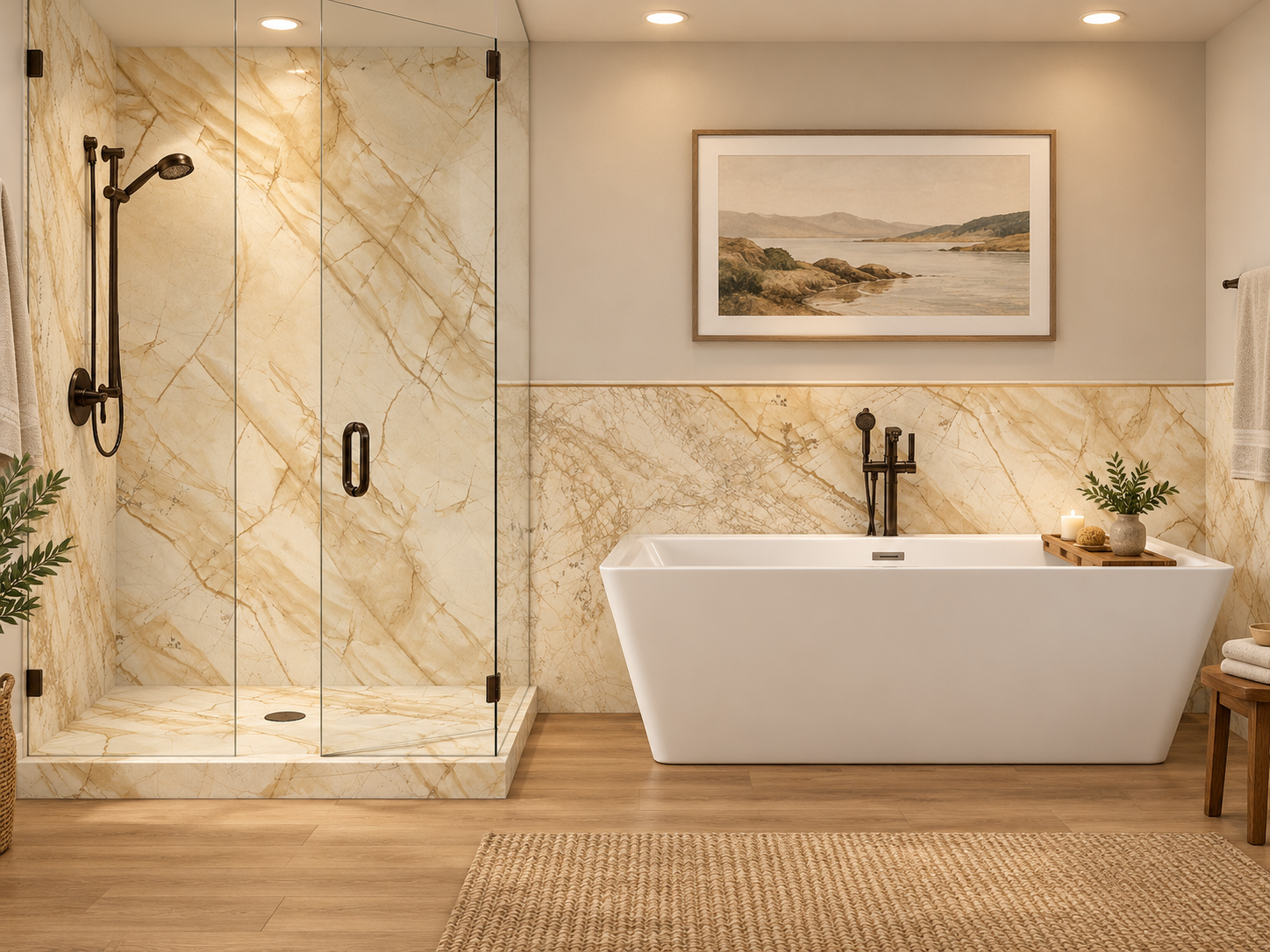Anasazi 2 wall shower and wainscot rendering