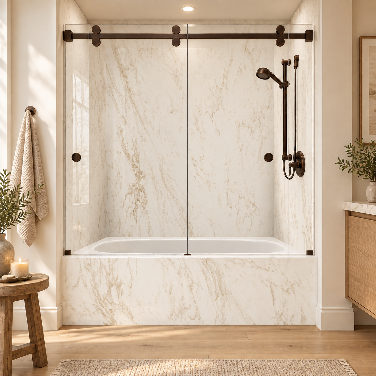 Statuary Beige tub surround rendering