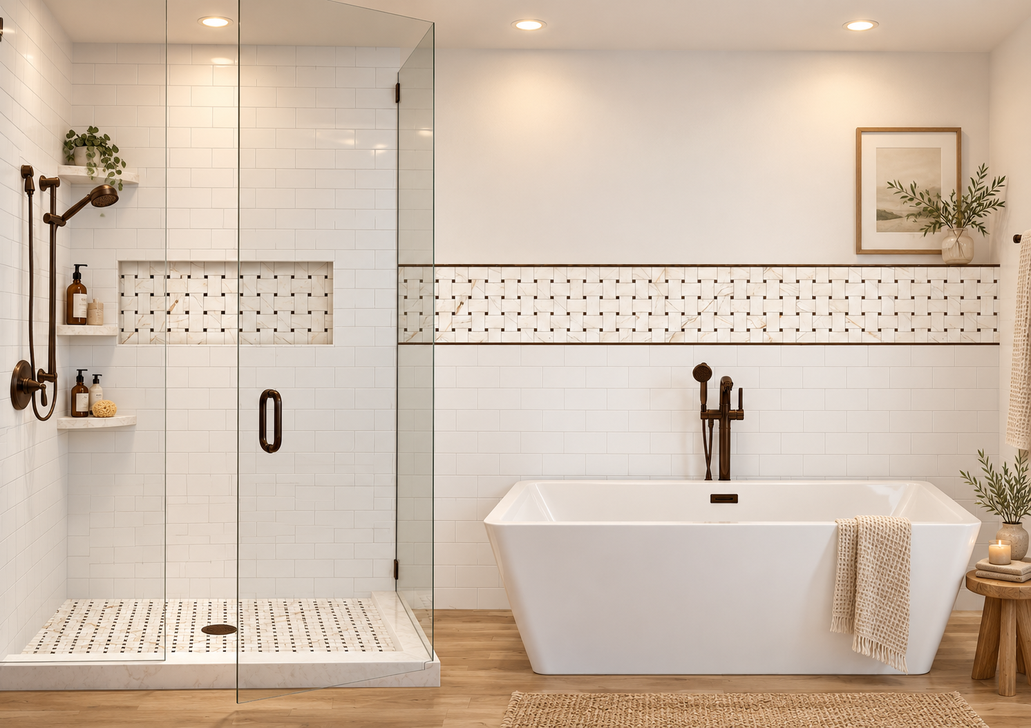 Manchester Basketweave accent strip and floor rendering