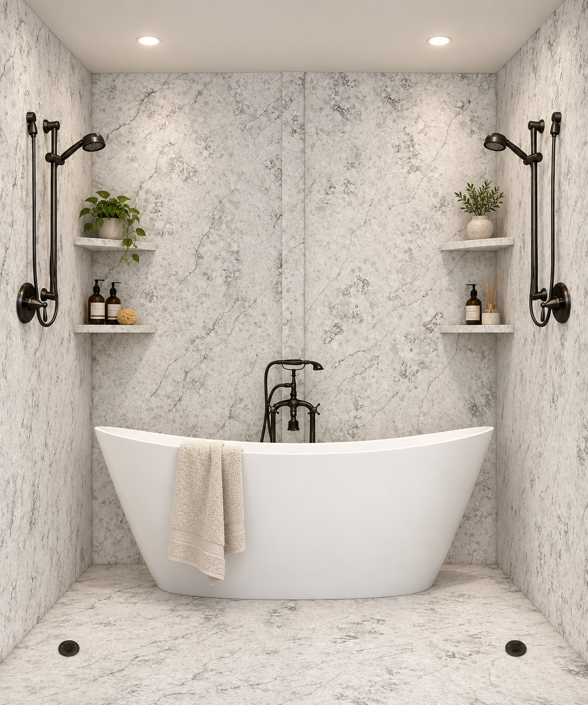 Milano Gray tub and shower wet room rendering