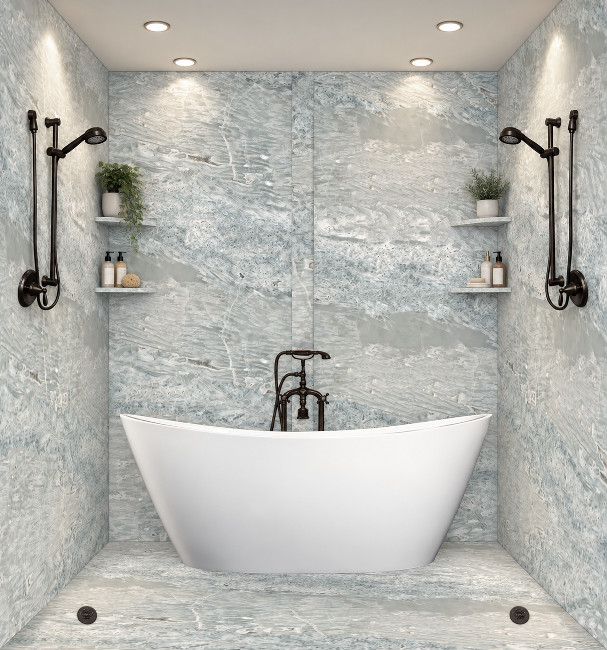 Oceanside tub and shower wet room rendering