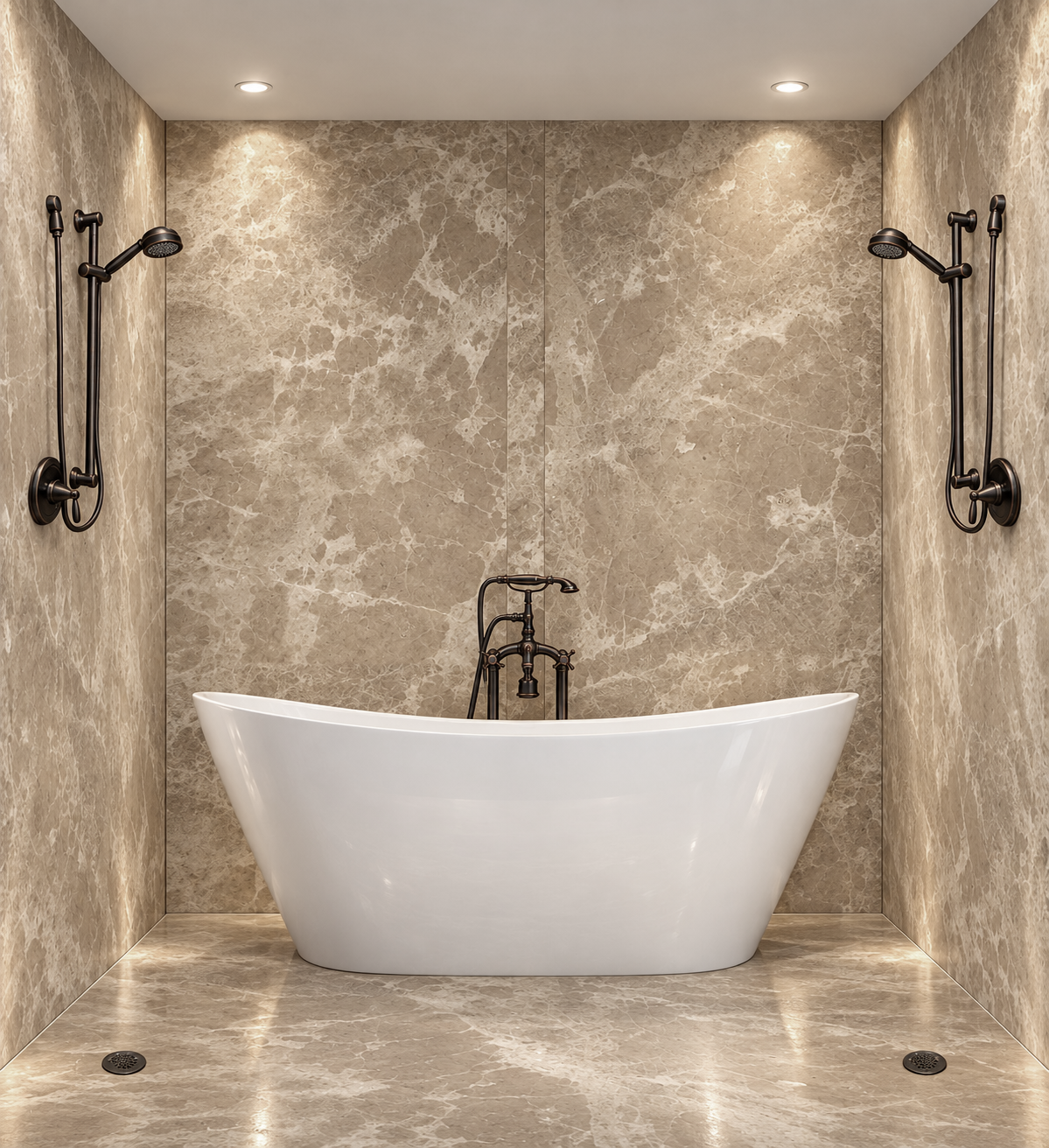Acorn tub and shower wet room rendering