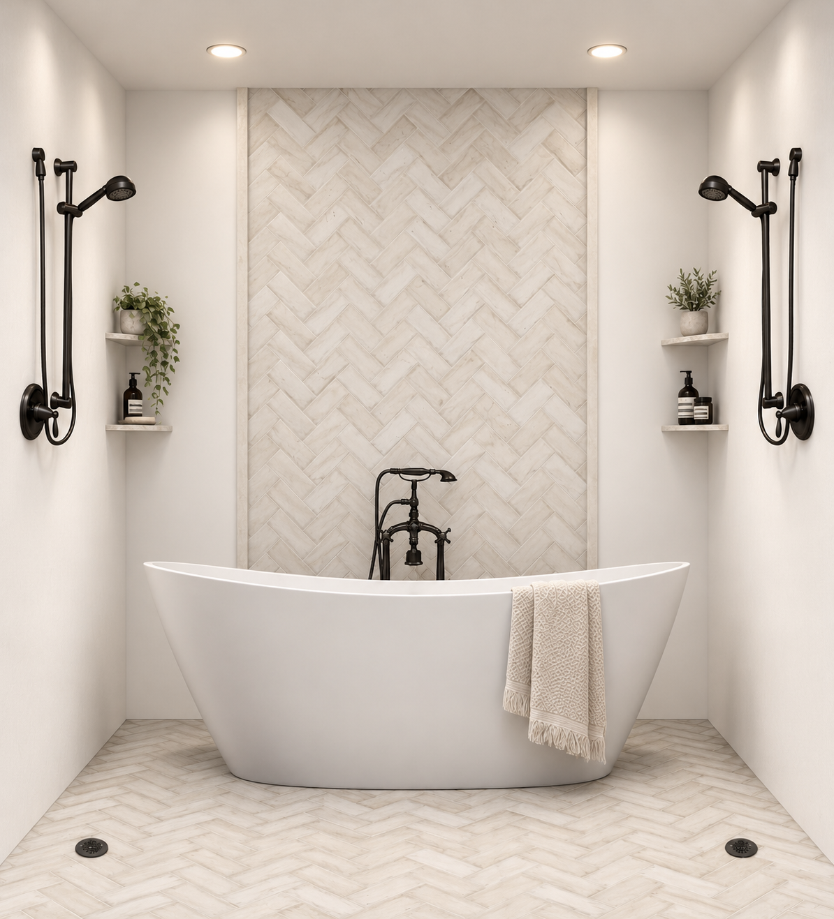 Beige Herringbone 2x6 Terracotta accent and floor rendering