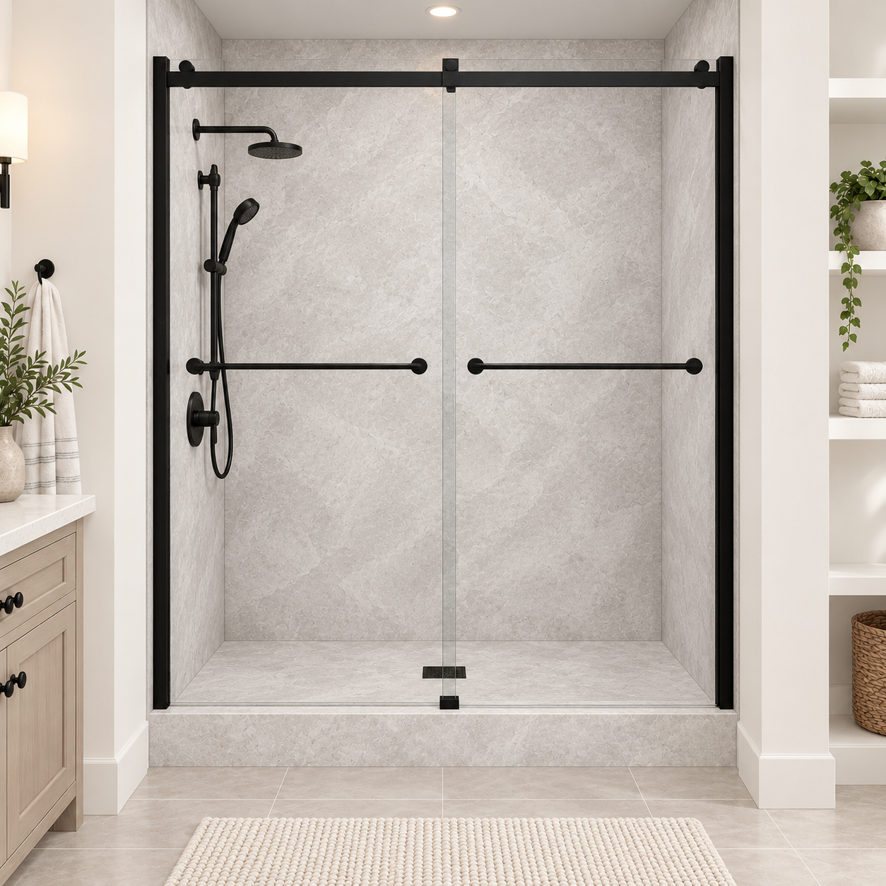 White Concrete shower rendering